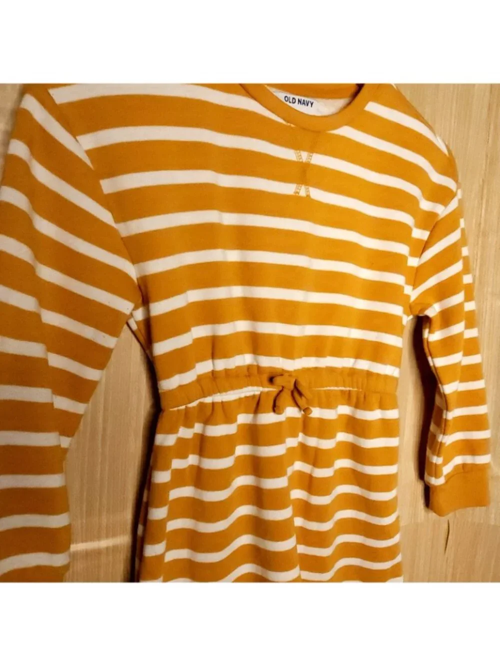 Old Navy Girls Gold White Stripe Sweatshirt Dress 8